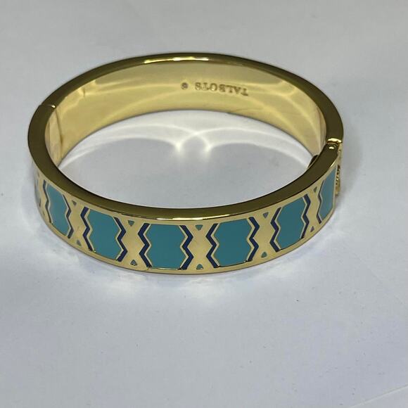 Talbots bangle bracelet gold tone with turquoise green blue teal enamel classic - Picture 13 of 16